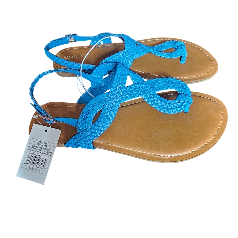 Merona Blue Sandals with Braided Straps and Ankle Support